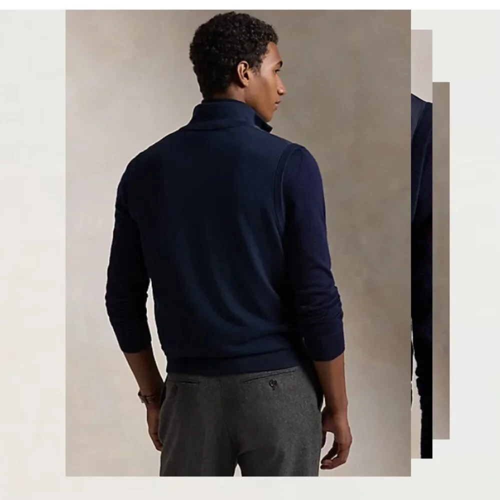 Polo‎ Ralph Lauren Hybrid Full-Zip Sweater Vest | Medium/Navy | NWT